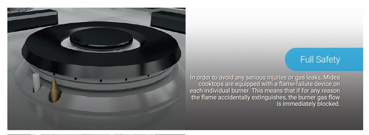 Midea 40Liters 4 Burners Gas Cooker Silver BME55007FFD