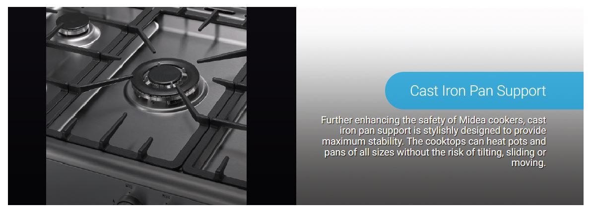 Midea 40Liters 4 Burners Gas Cooker Silver BME55007FFD