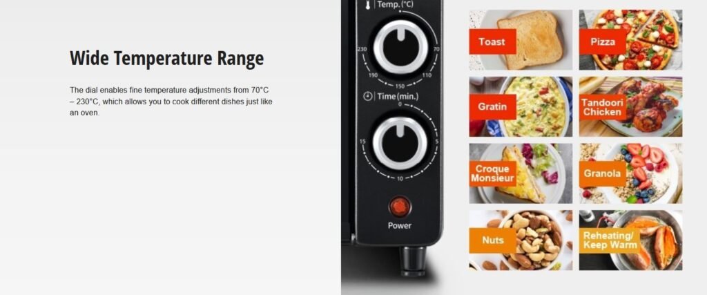 Panasonic 9 Litres Compact Oven Toaster Black NT-H900KTZ