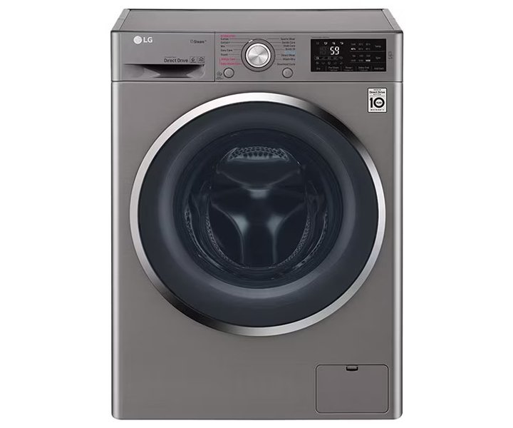 LG 8 Kg Front Load Washing Machine, Direct Drive Motor, 1400 RPM, Smart Diagnosis Color Silver Model - F4J5TNP7S - International Version.