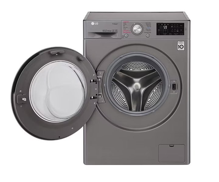 LG 8 Kg Front Load Washing Machine, Direct Drive Motor, 1400 RPM, Smart Diagnosis Color Silver Model - F4J5TNP7S - International Version. - Image 3