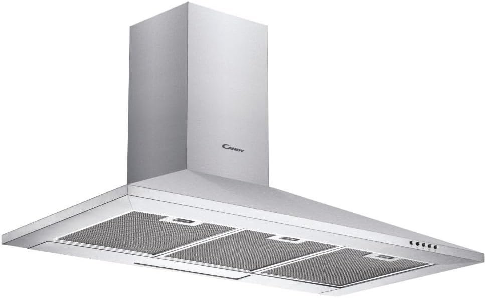 Candy 90cm Wall Mount Push Button Chimney Hood Carbon Filter Silver Model CCE19/2X | 1 Year Warranty - Image 3