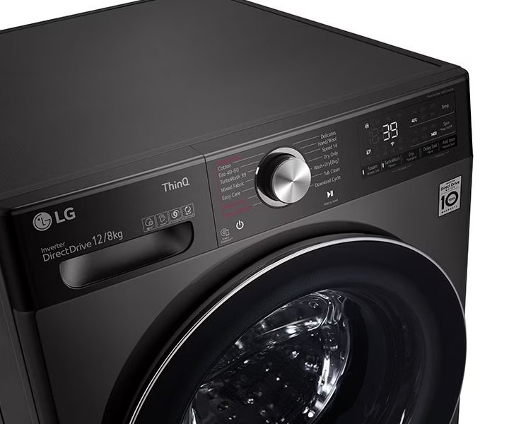 LG 12 Kg Washer 8 Kg Dryer Front Load, Direct Drive Motor, AI DD With Steam, 1400 RPM Turbo Wash Color Black Model - WDV1260BRP - International Version. - Image 5
