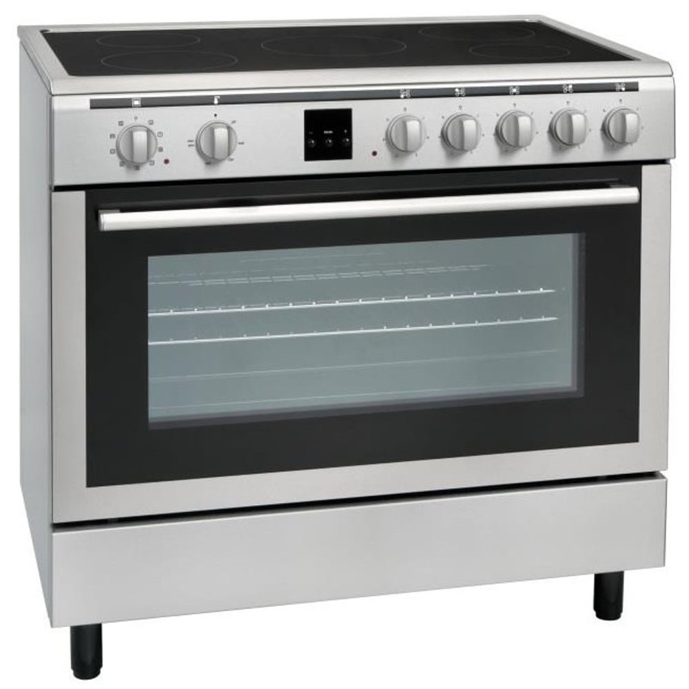 Hoover 5 Zone Ceramic Cooker With Multifunction Electric Oven Grill Full Safety Steel Finish Size 90 x 60 cm Color Silver Model - VCG9060 - 1 Year Warranty.