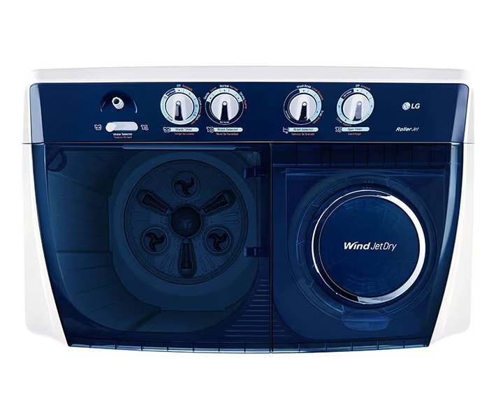 LG 13 Kg Twin Tub Washing Machine, Roller Jet, 3 Wash Programs, Lint Filter, Color White/Blue Model - P1461RWPL - International Version. - Image 2
