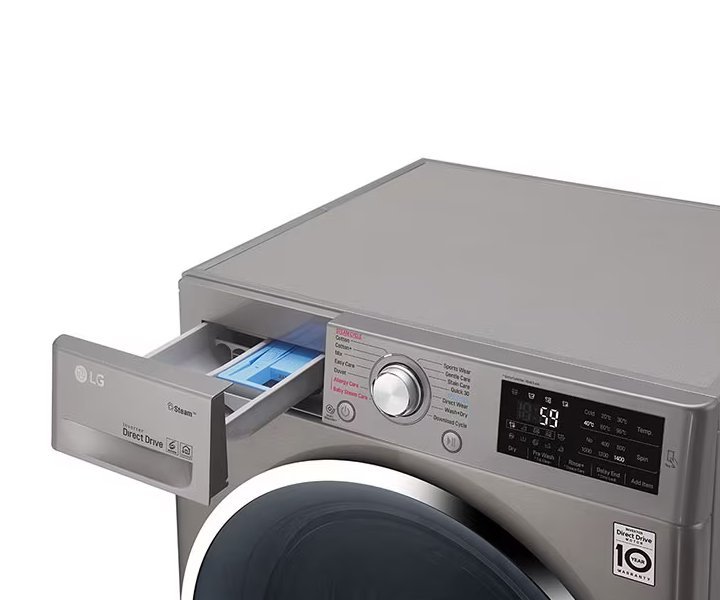 LG 8 Kg Front Load Washing Machine, Direct Drive Motor, 1400 RPM, Smart Diagnosis Color Silver Model - F4J5TNP7S - International Version. - Image 5