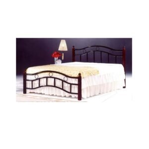 Galaxy Wooden Steel Queen Size Bed with Mattress, Cherry Brown Legs - 150 x 190 cm GDF-6888QCBR