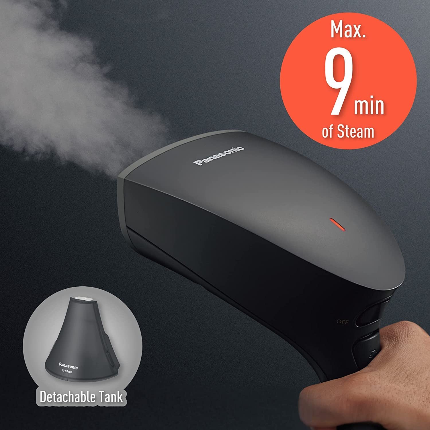 Panasonic Hand Held Garment Steamer 1800 W Color Grey Model-NI-GS400HTH | 1 Year Brand Warranty. - Image 5