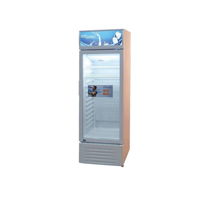 Super General 295 Liter Single Door Showcase Chiller Defrost R600a Refrigerant Double Layered Glass White Model - SGSC298 | 1 Year Full 5 Year Compressor Warranty.