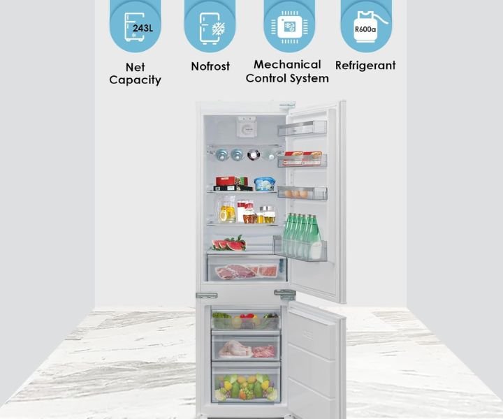 Bompani 275 Liters Built In Refrigerator White Model-BO6862NF | 1 Year Full 5 Year Compressor Warranty. - Image 2
