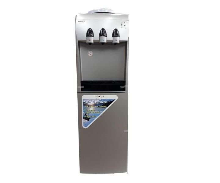 Hitachi Floor Standing Water Dispenser, 3 Tap, Top Load, Color Silver Model - HWD20000 - 1 Year Warranty.