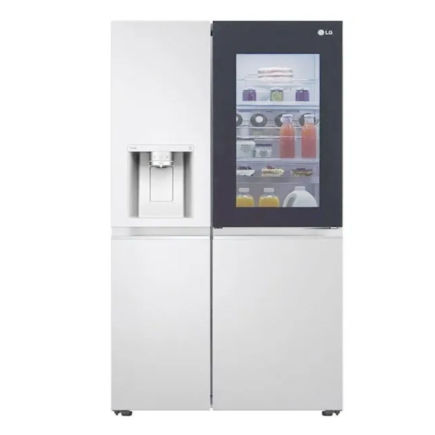 LG 668 Liters Side By Side Refrigerator, French Door, Water Dispenser, Inverter Compressor, Color White Model - GCX267SQCS - International Version.