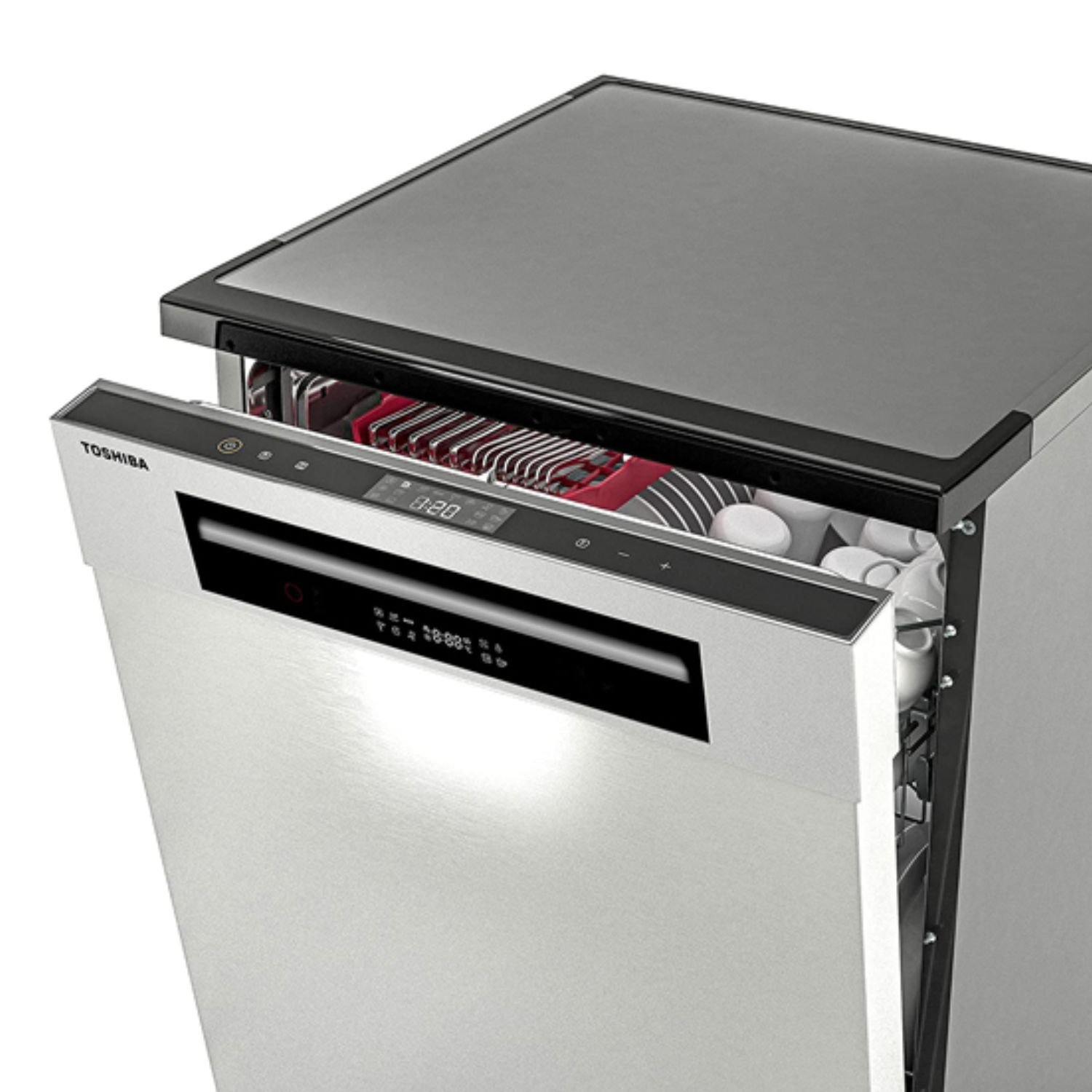 Toshiba Free Standing Dishwasher, 14 Place Setting, 6 Programs, Dual Wash Zone, Color White Model - DW14F1(W) | 1 Year Warranty. - Image 4