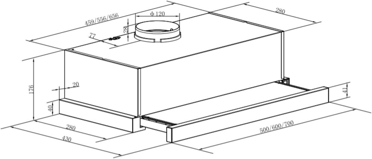 Baumatic 60cm Telescopic Slide Out Hood Silver Model BMECH6TSS-2 | 1 Year Full Warranty - Image 4