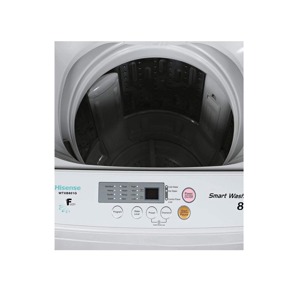 Hisense 8 Kg Top Load Washing Machine Fully Automatic Control Panel lock Color White Model - WTXB801G - 1 Year Warranty. - Image 4