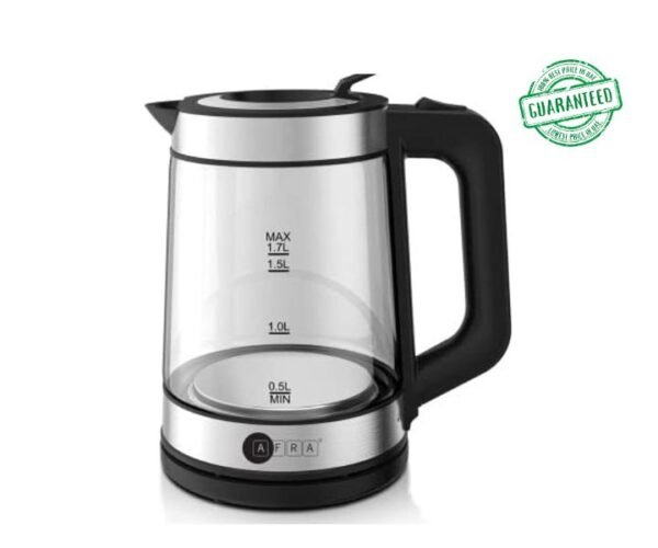 AFRA Japan 1.7 Liters Electric Kettle Black/Silver Model AF-171850KTGS | 1 Year Full Warranty