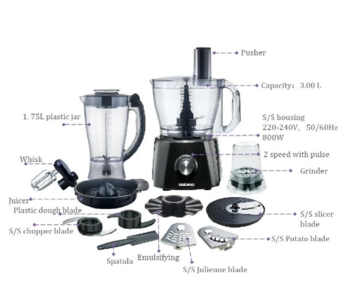Daewoo 3 Litres Food Processor 800 W Model-DW-DFP-3170
