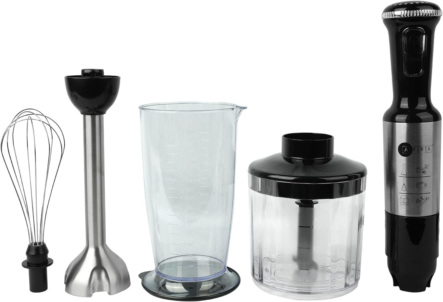 AFRA Japan 1200Watt Hand Blender Set 4 in 1 Black/Silver Model AF-1240BLSSET | 1 Year Full Warranty - Image 2