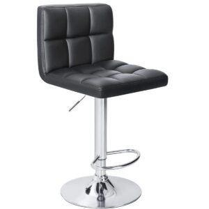 Texas Bar Stool Leather Adjustable-Black & White