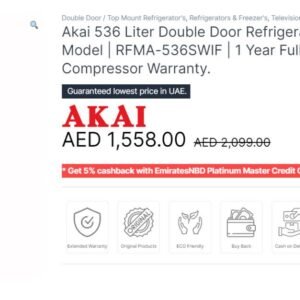 Akai 536 Liter Double Door Refrigerator