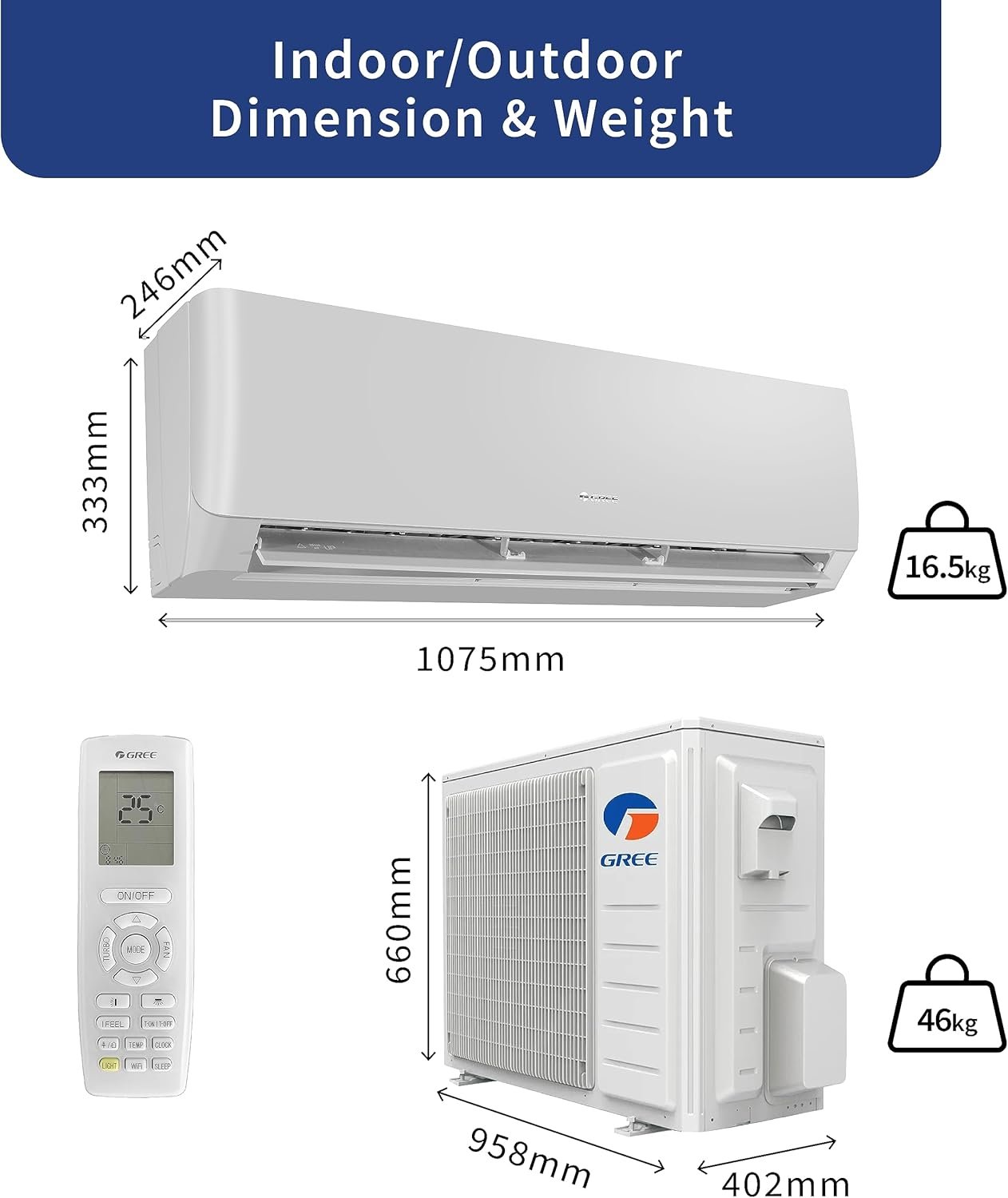 Gree 2 Ton Split Air Conditioner Rotary Compressor 24000 BTU Color White Model - P4`MATIC-24C3 - 1 Year Full 10 Years Compressor Warranty. - Image 2