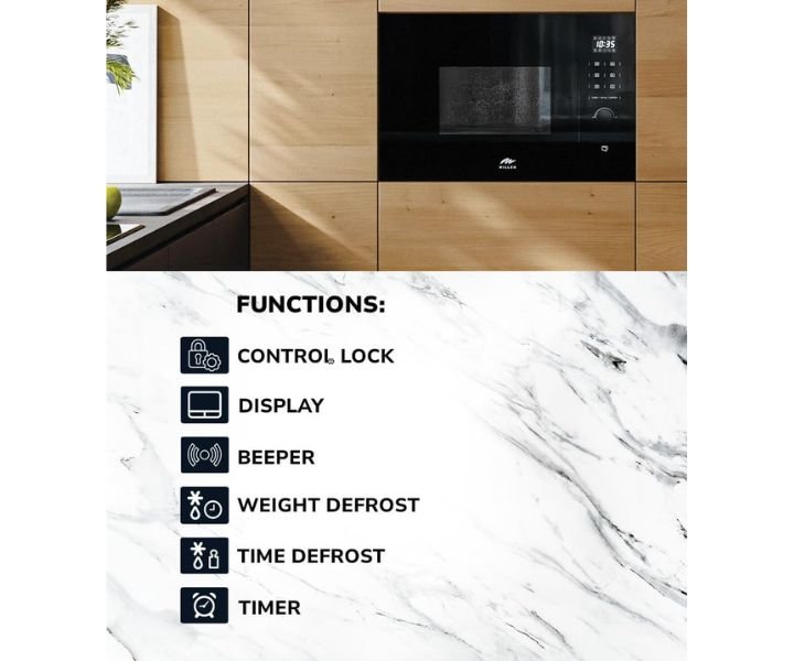MILLEN 20 Liter Built In Microwave Oven 38 cm 8 Automatic Programs with Glass Finish Black Model-MBW 381 BL | 3 Years Brand Warranty - Image 4