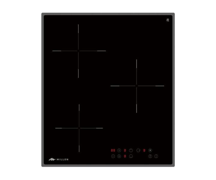MILLEN Built in Induction Hob 45 cm 3-Burner With Glass Kanger Induction Technology Black Model-MIH 451 BL | 3 Years Brand Warranty.