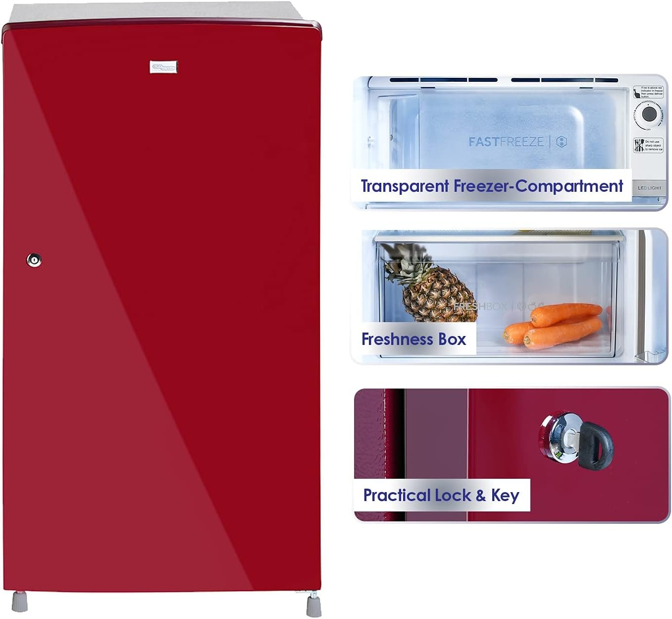 Super General 171 Liter Gross Volume Compact Design Refrigerator Beverage-Fridge Red Model SGR-205 | 1 Year Full 5 Year Compressor Warranty - Image 2